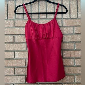 Red silk tank top